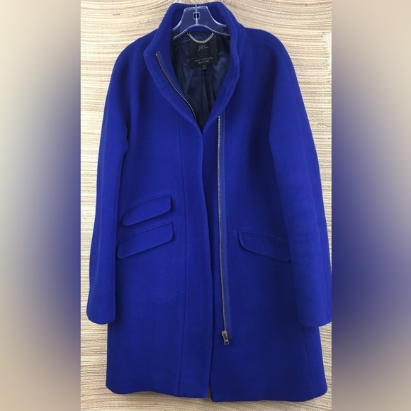 J.CREW Italian Stadium Close Wool Nello Gori Jacket Cocoon Coat Cobalt Blue Sz 6 - Picture 6 of 16